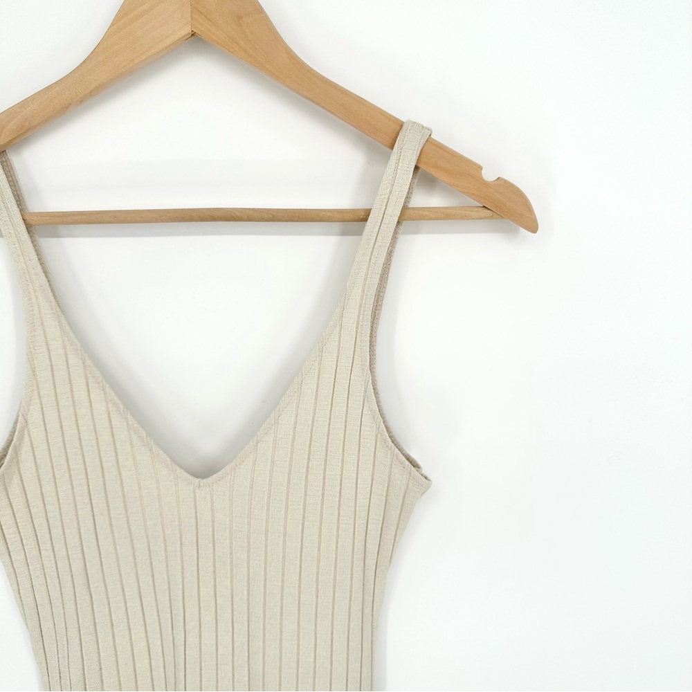 NWT Zara Ribbed Midi Dress in Light Sand, Size Small - Picture 8 of 12